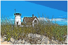 Beach Grass Around Stage Harbor Light - Digital Painting